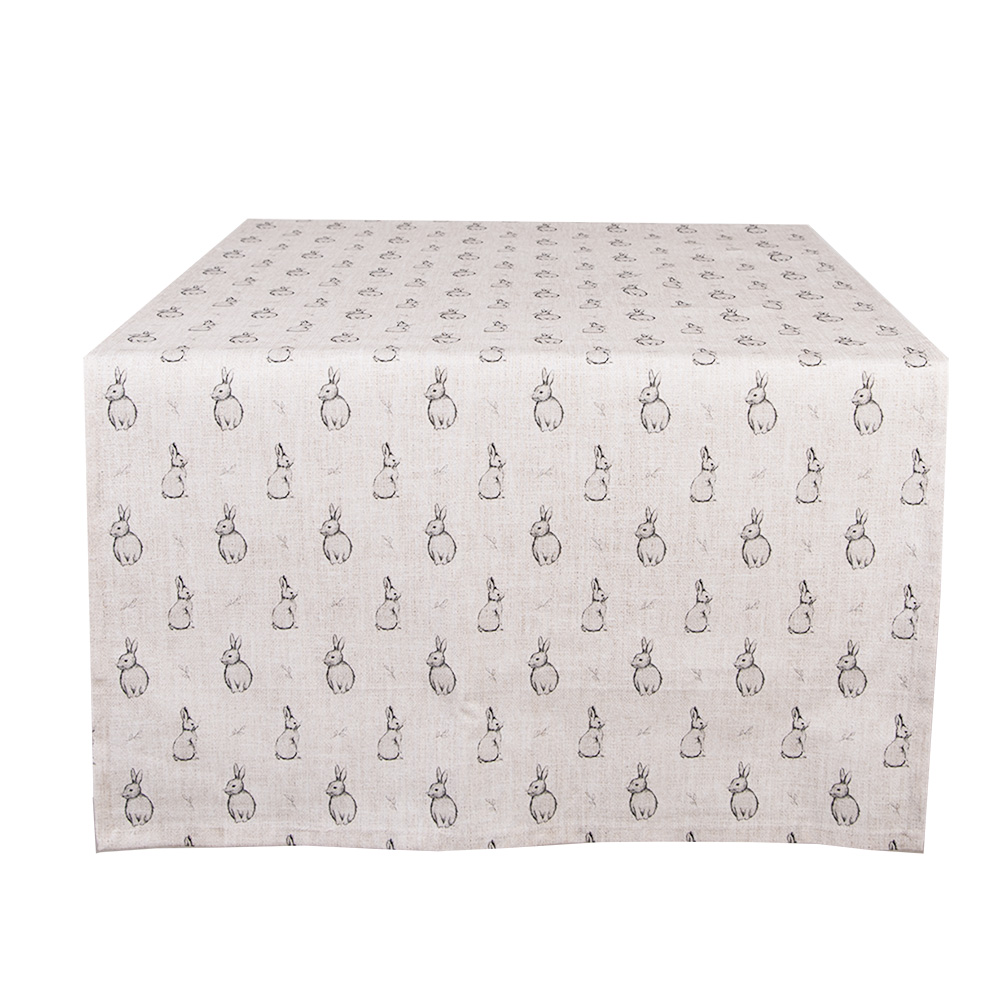 Clayre & Eef | Tafelloper Beige Grijs 50x140 cm | BNS64