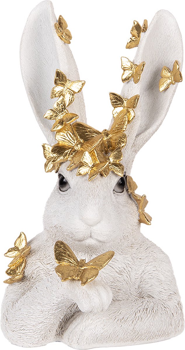 Clayre & Eef | Decoratie Beeld Konijn Wit 21x20x34 cm | 6PR5106