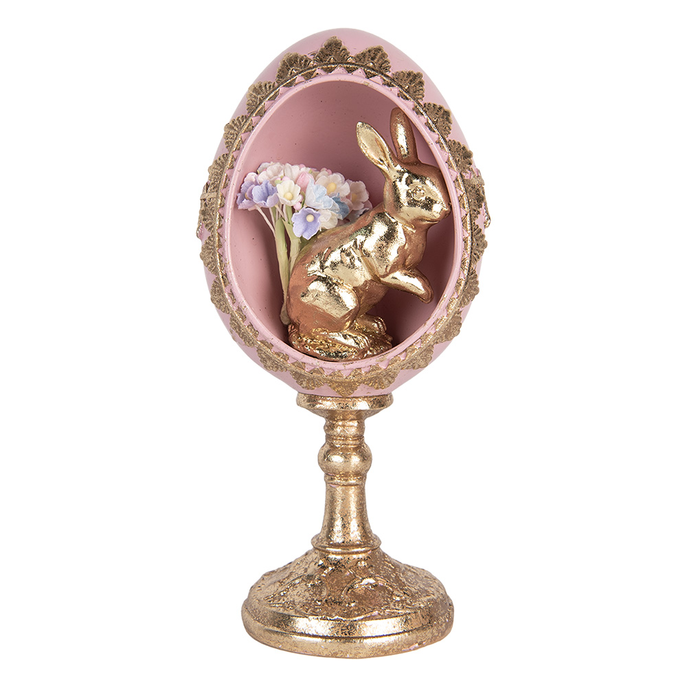 Clayre & Eef | Decoratie Beeld Ei Goudkleurig Roze 11x10x21 cm | 6PR5433
