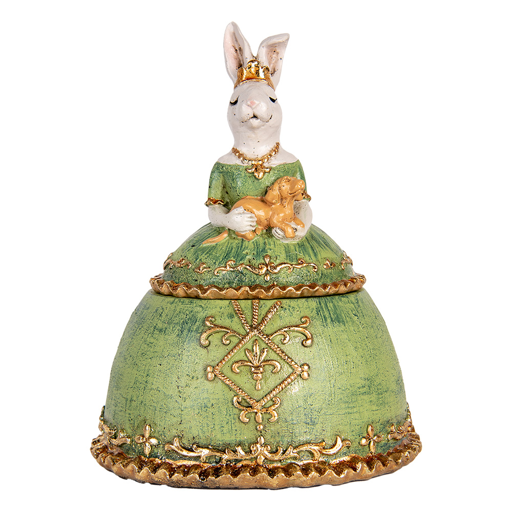 Clayre & Eef | Sieradendoos Konijn Beige Groen 18x15x24 cm | 6PR5511