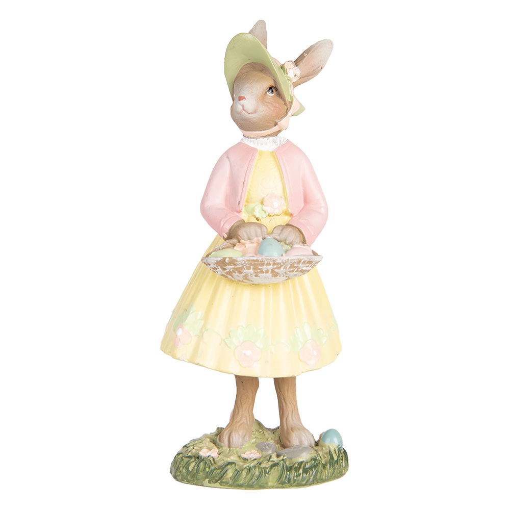 Clayre & Eef | Decoratie Beeld Konijn Beige Geel 5x6x12 cm | 6PR5436