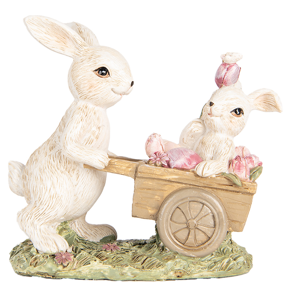Clayre & Eef | Decoratie Beeld Konijn Beige Bruin 14x7x12 cm | 6PR5459