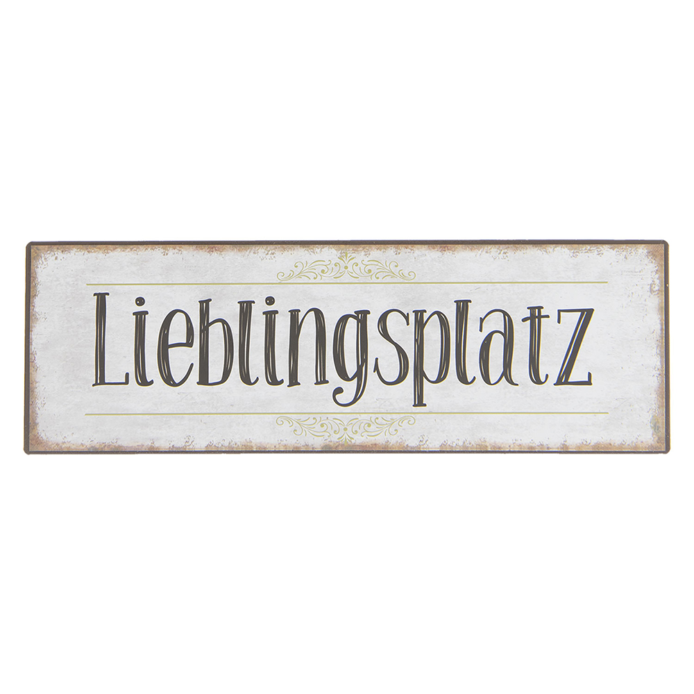 Clayre & Eef | Tekstbord Wit Zwart 30x1x10 cm | 6Y2808
