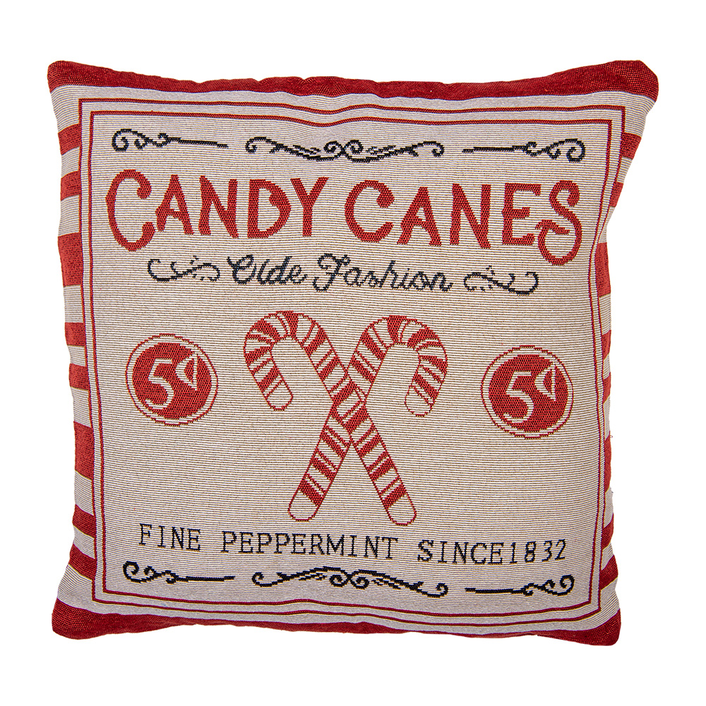 Clayre & Eef | Kussenhoes Beige Rood 44x44 cm | KT021.385