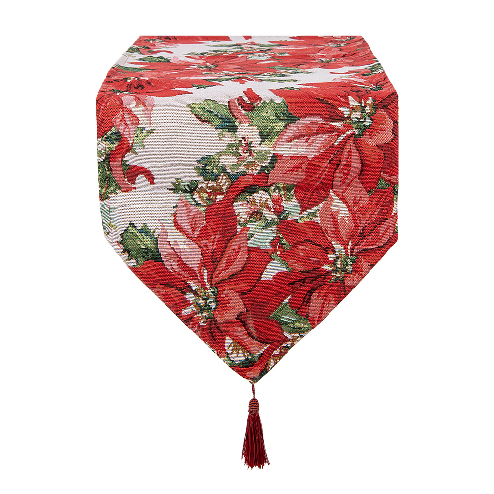 Clayre & Eef | Tafelloper Rood Groen 33x180 cm | KT065.011