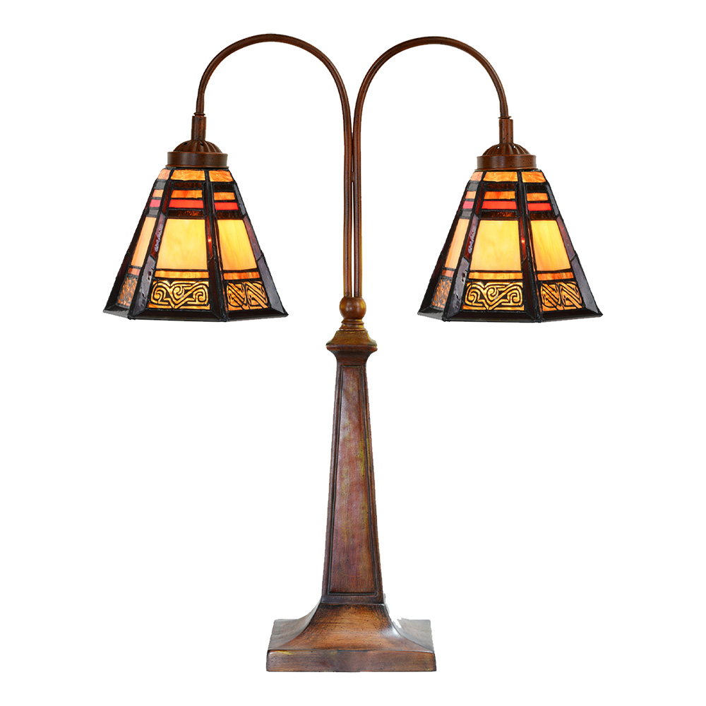 Clayre & Eef | Tiffany Tafellamp Bruin 48x19x64 cm E27/max 2x60W | 5LL-6366