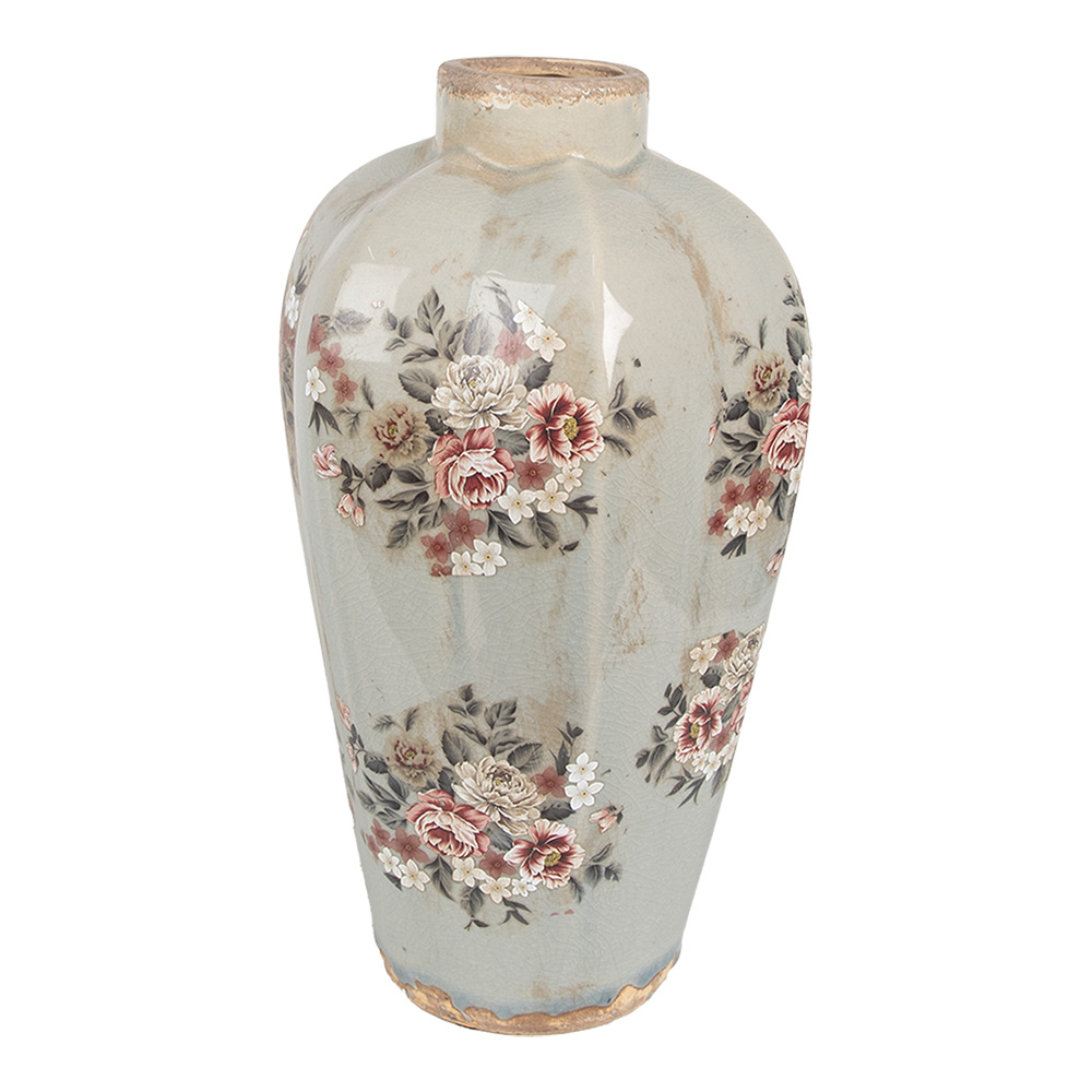 Clayre & Eef | Vaas Grijs Roze ø 24x40 cm | 6CE1970L