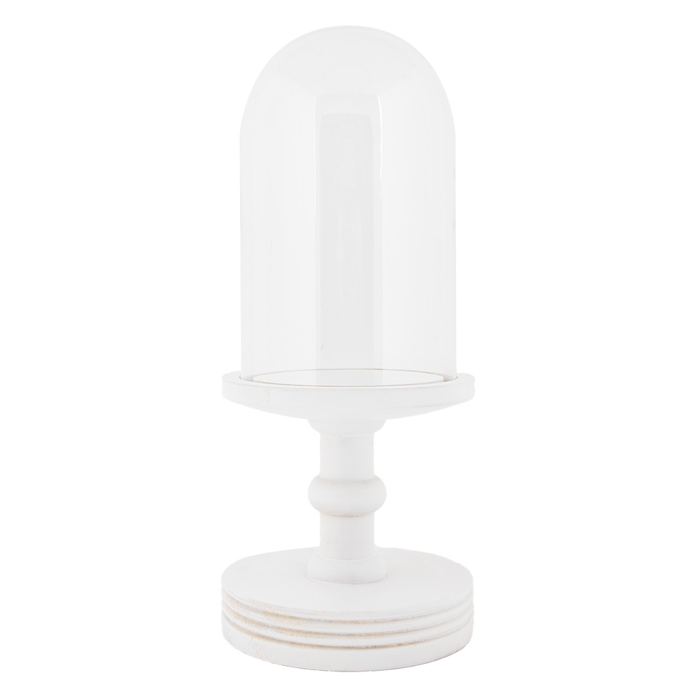 Clayre & Eef | Stolp Transparant Wit ø 14x34 cm | 6GL5059W