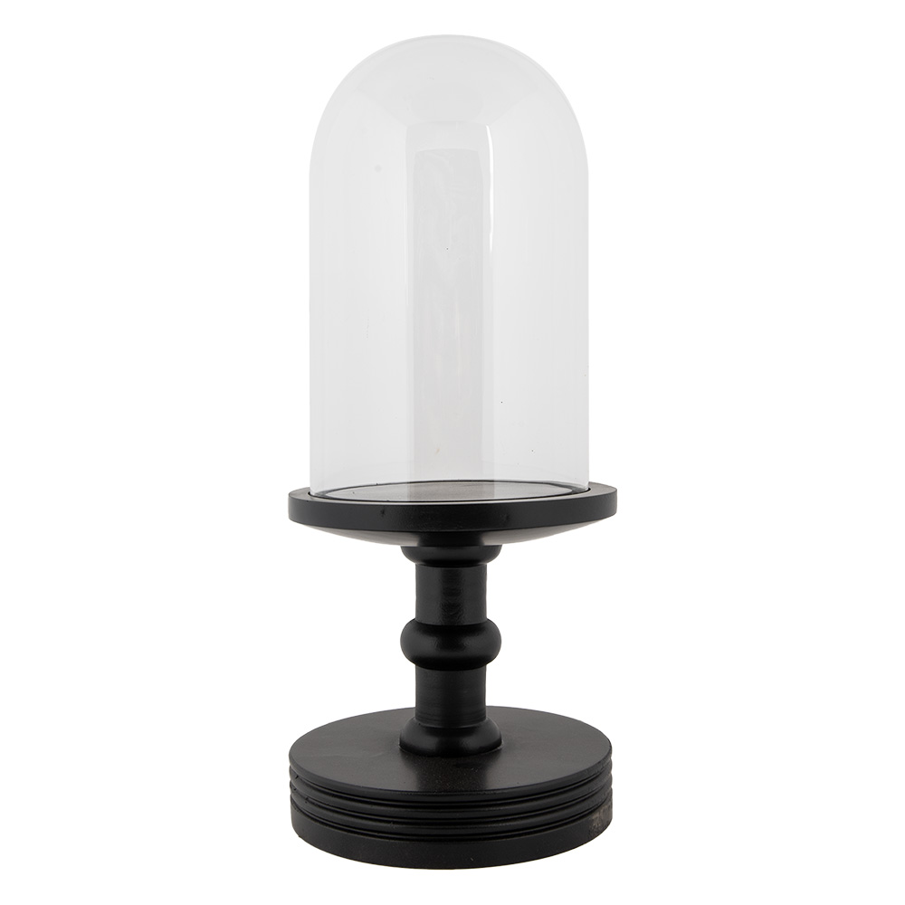 Clayre & Eef | Stolp Transparant Zwart ø 14x34 cm | 6GL5059Z