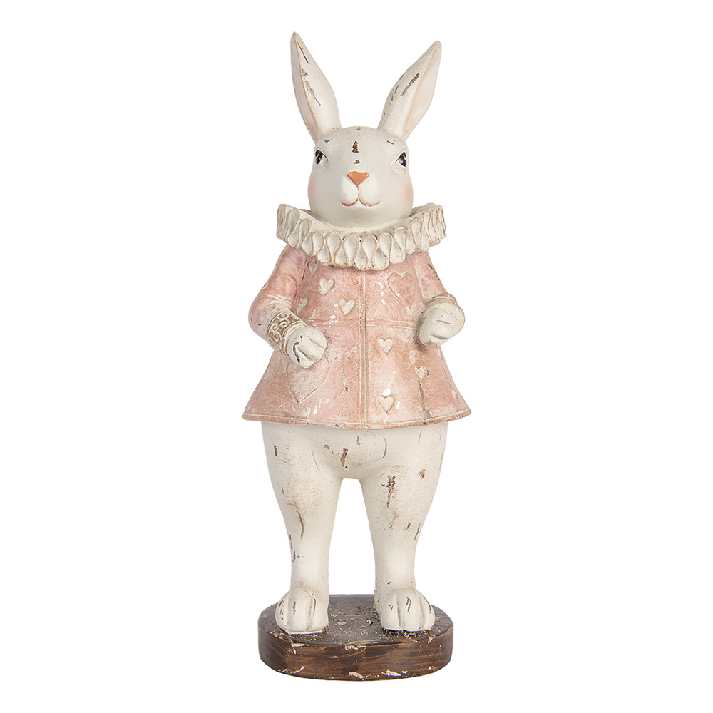 Clayre & Eef | Decoratie Beeld Konijn Beige Roze 11x10x29 cm | 6PR5478