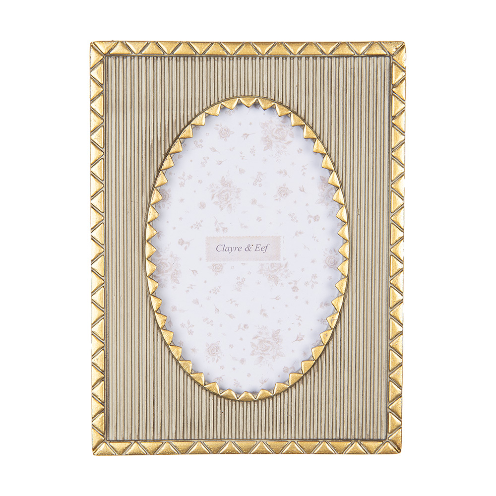 Clayre & Eef | Fotolijst Beige Goudkleurig 16x2x21 cm / 10x15 cm | 2F1218