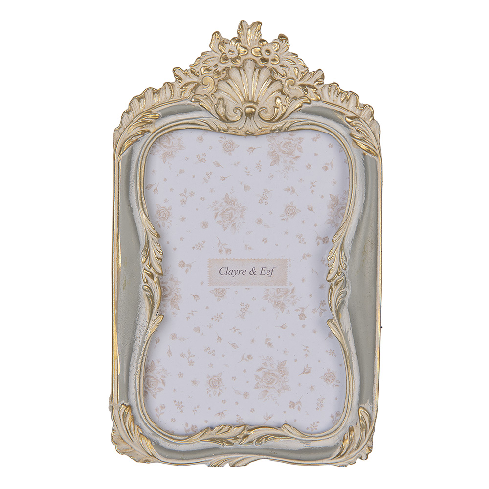 Clayre & Eef | Fotolijst Grijs Goudkleurig 13x2x21 cm / 10x15 cm | 2F1220