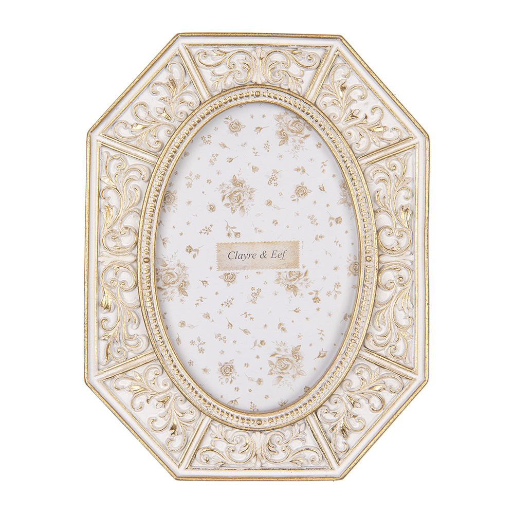 Clayre & Eef | Fotolijst Wit Goudkleurig 16x2x20 cm / 10x15 cm | 2F1256