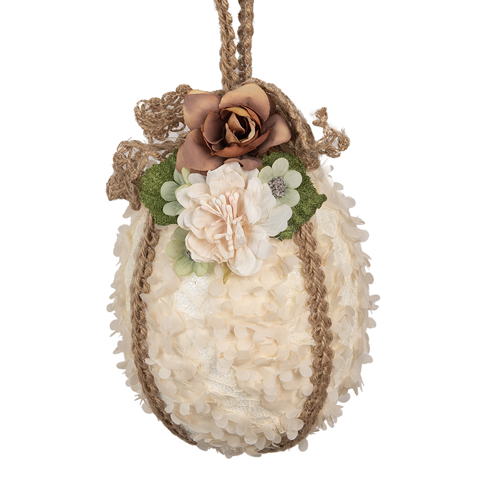 Clayre & Eef | Decoratie Hanger Ei Beige Bruin ø 11x17 cm | 65930