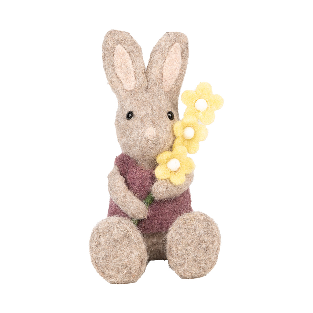 Clayre & Eef | Decoratie Konijn Beige Geel 10x10x19 cm | 65957