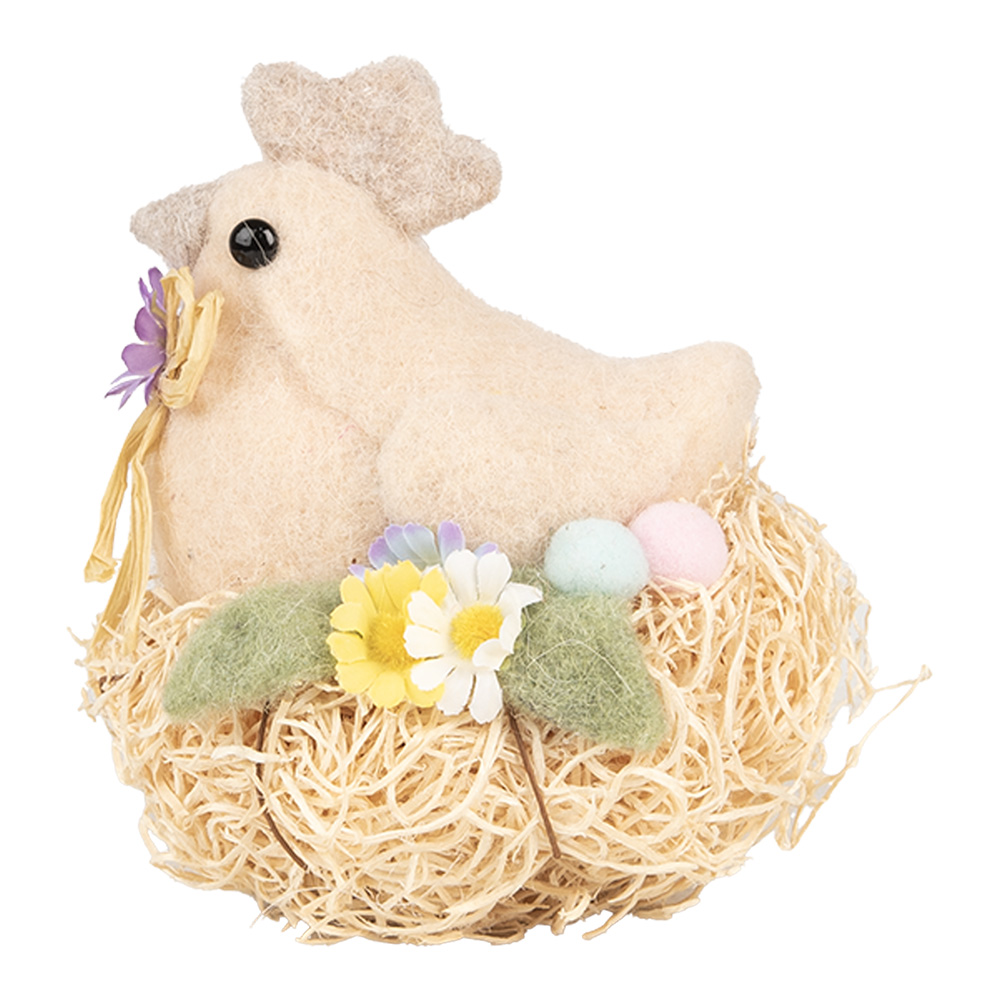 Clayre & Eef | Decoratie Kip Beige 10x11x13 cm | 65958
