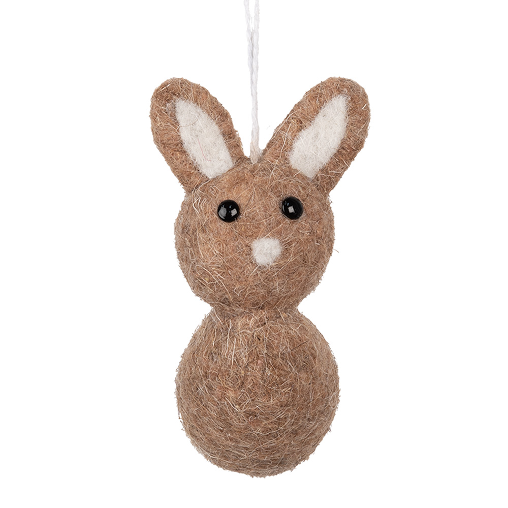 Clayre & Eef | Decoratie Hanger Konijn Bruin Beige 6x7x12 cm | 65960