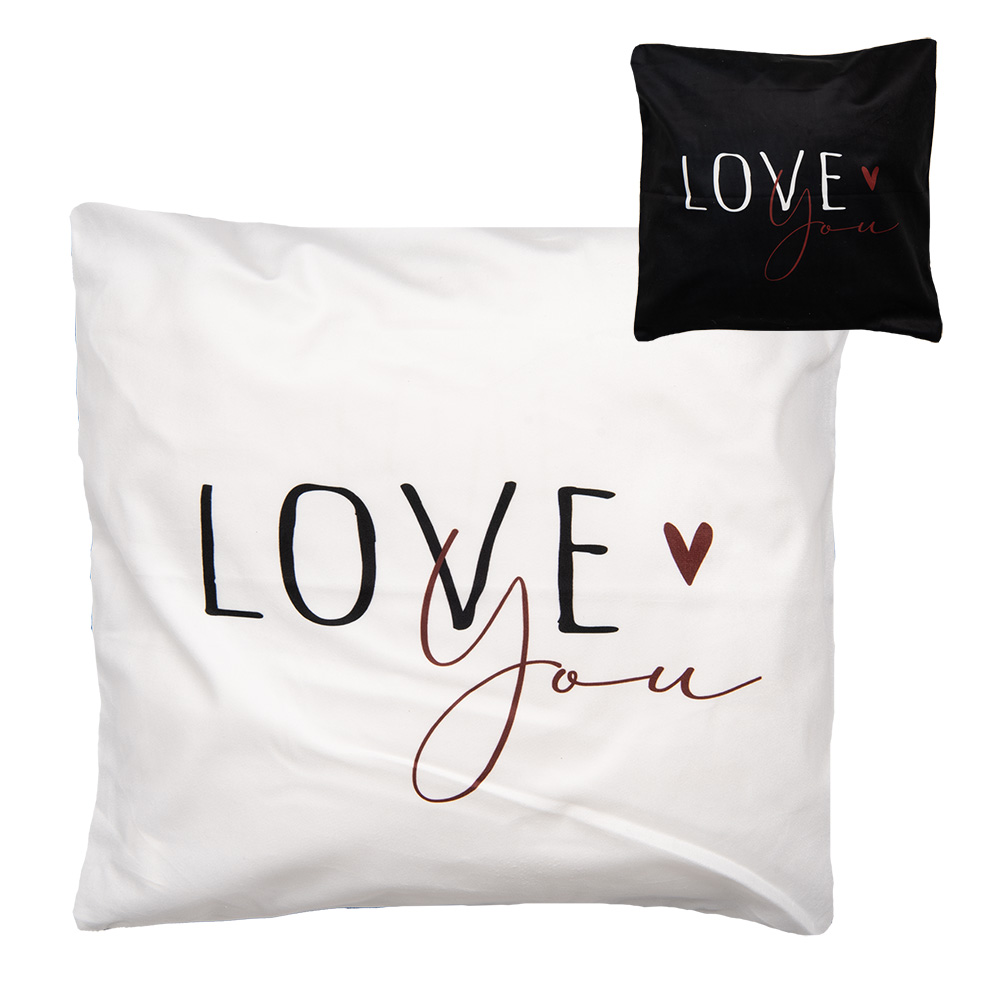 Clayre & Eef | Kussenhoes Wit Zwart 45x45 cm | BHS24-2