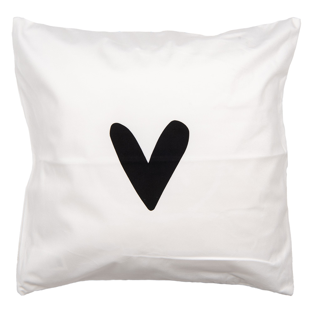 Clayre & Eef | Kussenhoes Wit Zwart 45x45 cm | BHS24-3