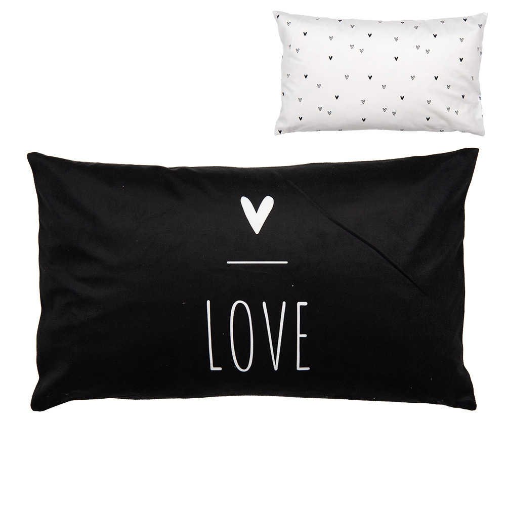Clayre & Eef | Kussenhoes Zwart Wit 30x50 cm | BHS36-1