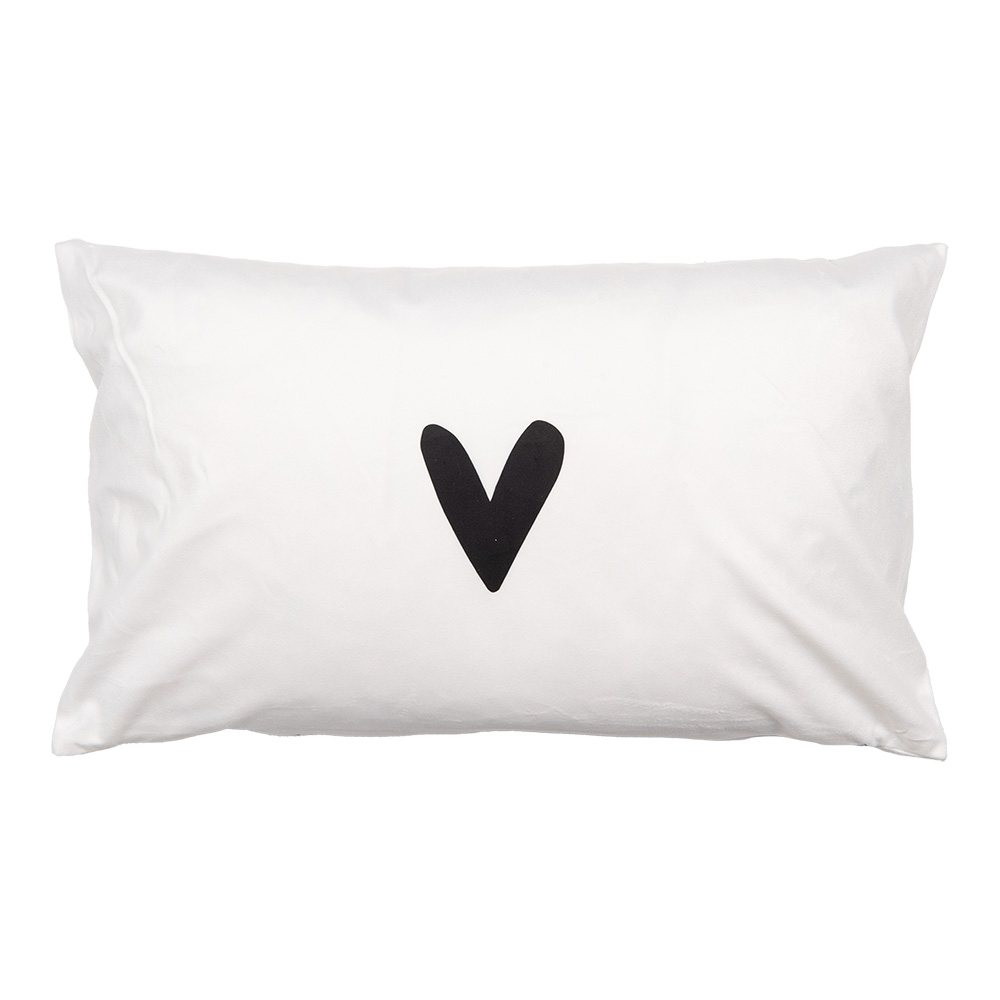 Clayre & Eef | Kussenhoes Wit Zwart 30x50 cm | BHS36-5