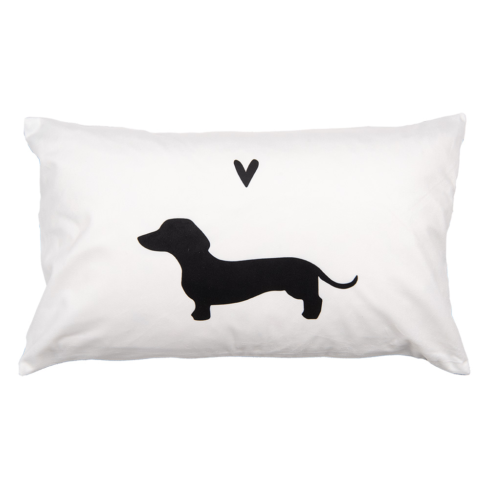 Clayre & Eef | Kussenhoes Wit Zwart 30x50 cm | PWS36-2