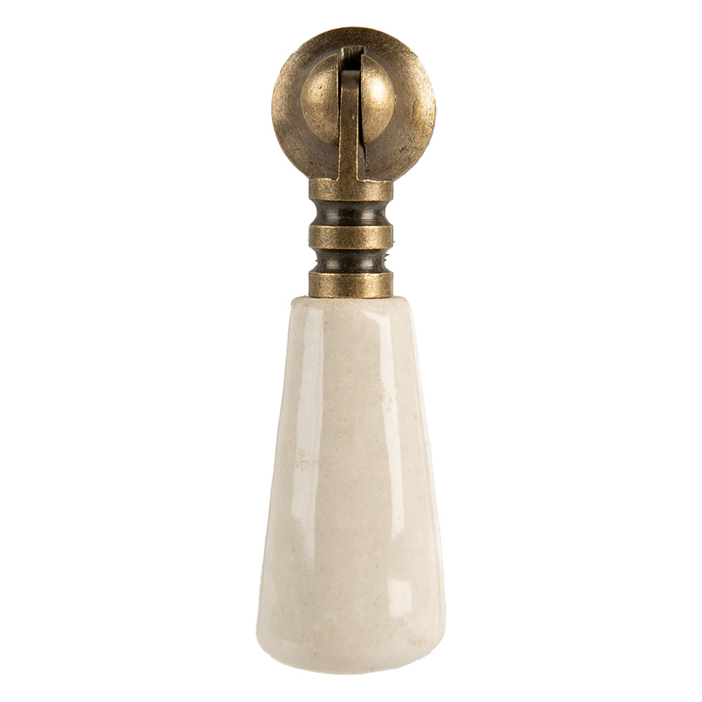 Clayre & Eef | Deurknop Beige Bruin 2x2x7 cm / S2 cm | 66057