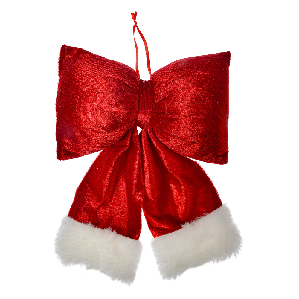 Clayre & Eef | Decoratie Strik Rood Wit 22x5x26 cm | 66097M