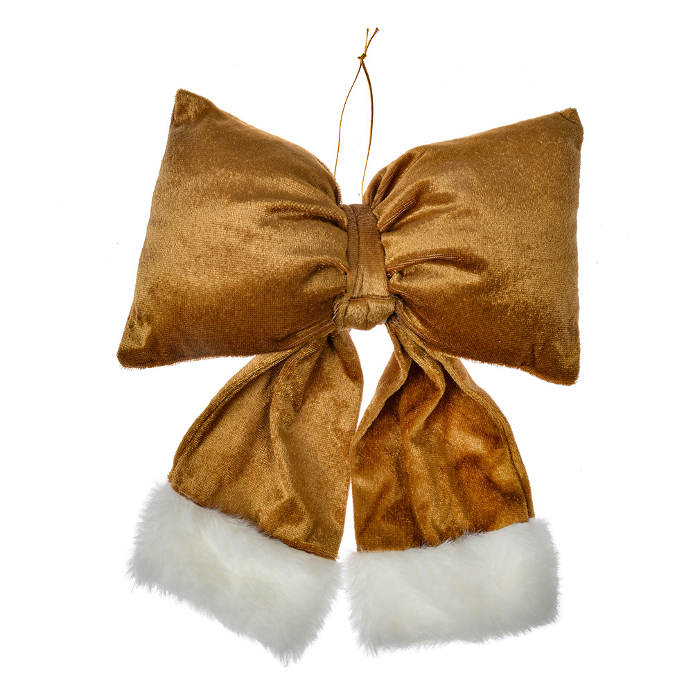 Clayre & Eef | Decoratie Strik Goudkleurig Wit 22x5x26 cm | 66098M