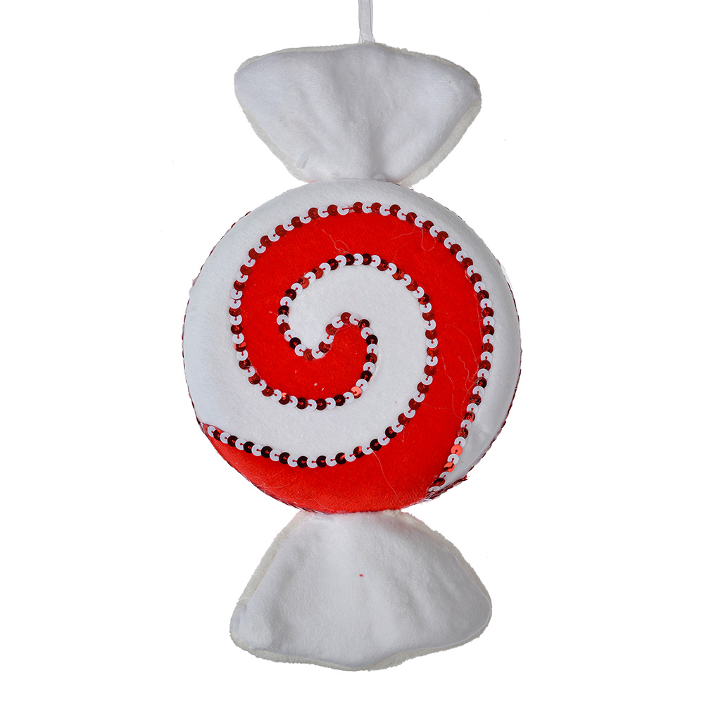 Clayre & Eef | Kerstdecoratie Hanger Snoepje Rood Wit  33x18x4 cm | 66110