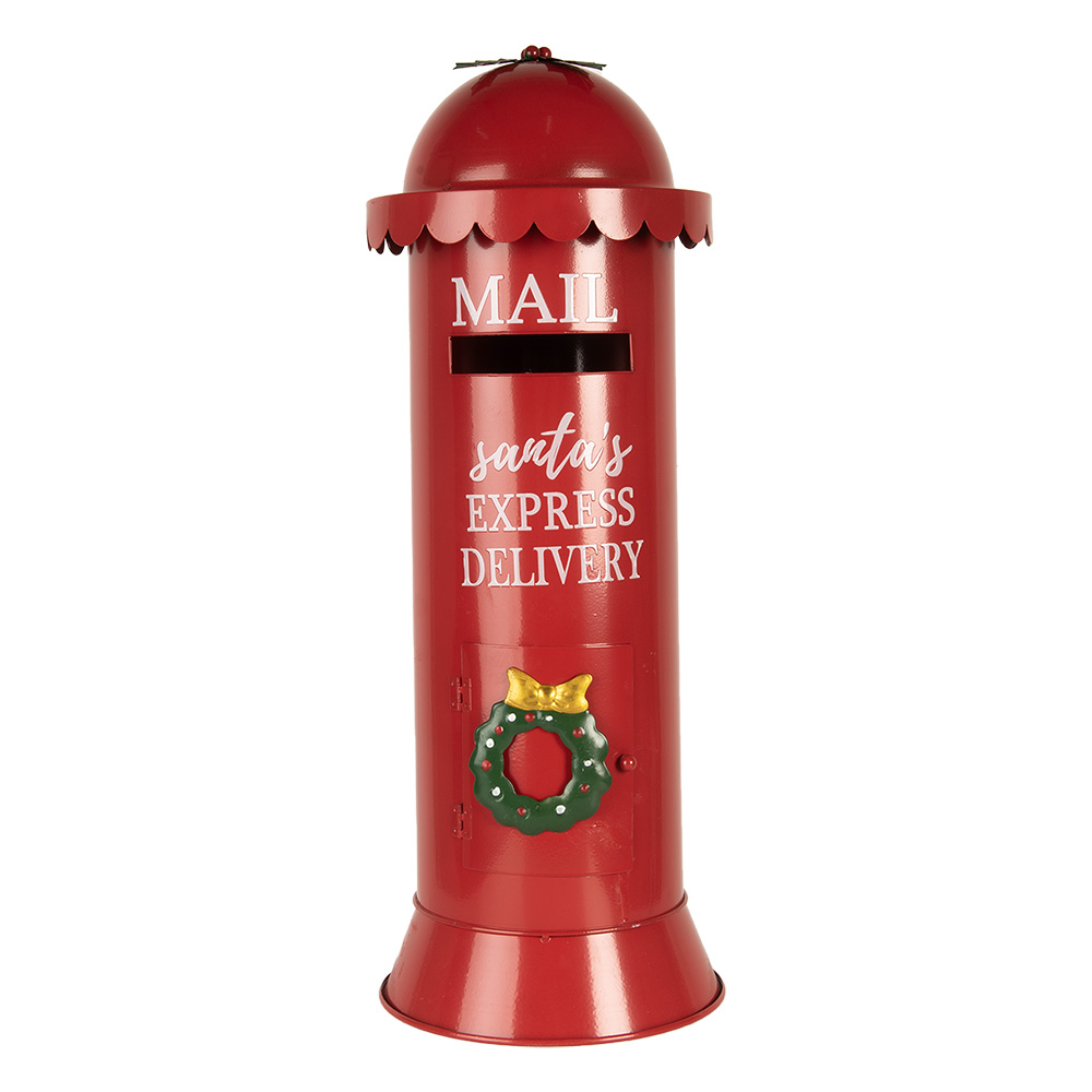 Clayre & Eef | Brievenbus Rood Wit &oslash; 19x52 cm | 6Y5859