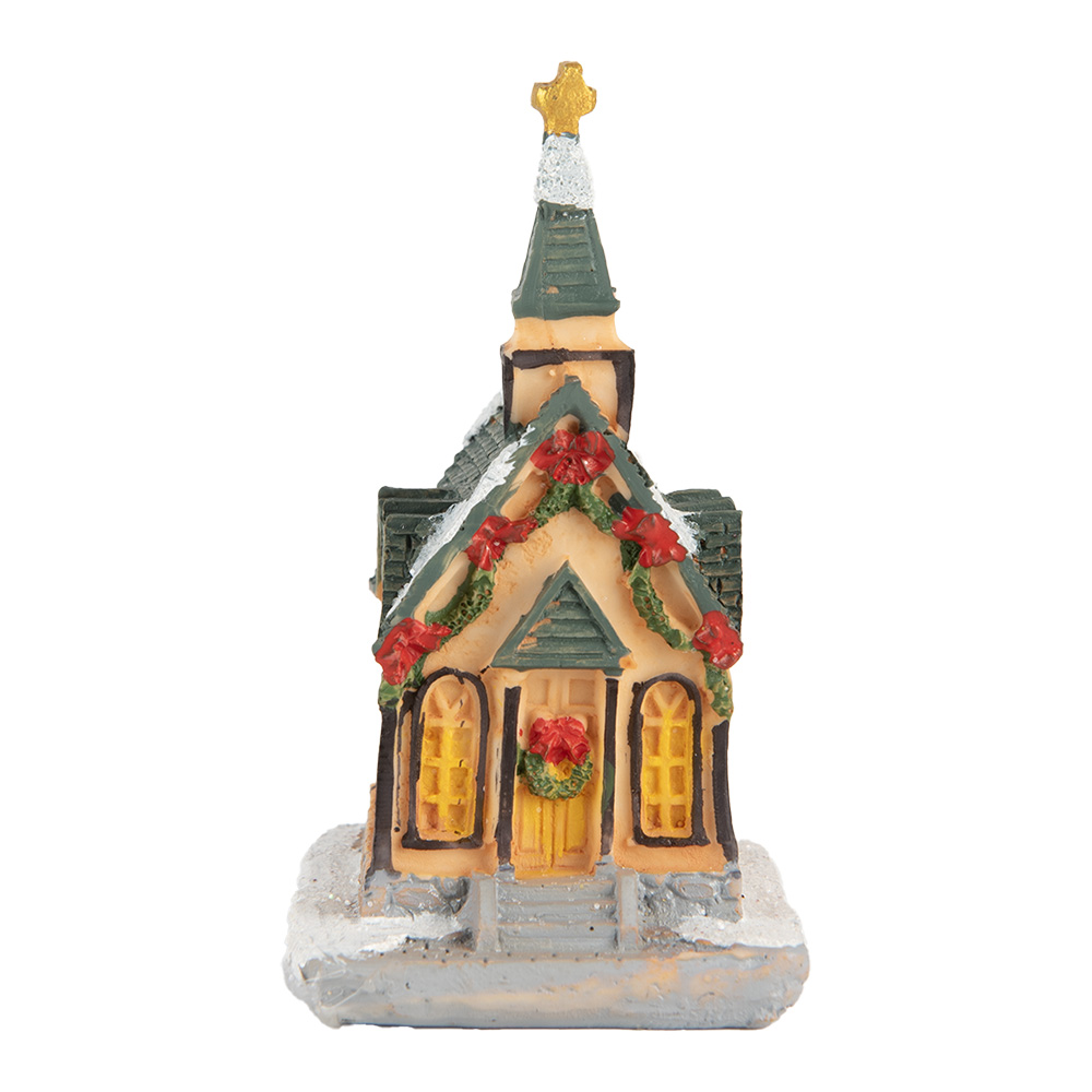 Clayre & Eef | Decoratie Huisje met LED Oranje Groen 6x5x9 cm | 6PR5736