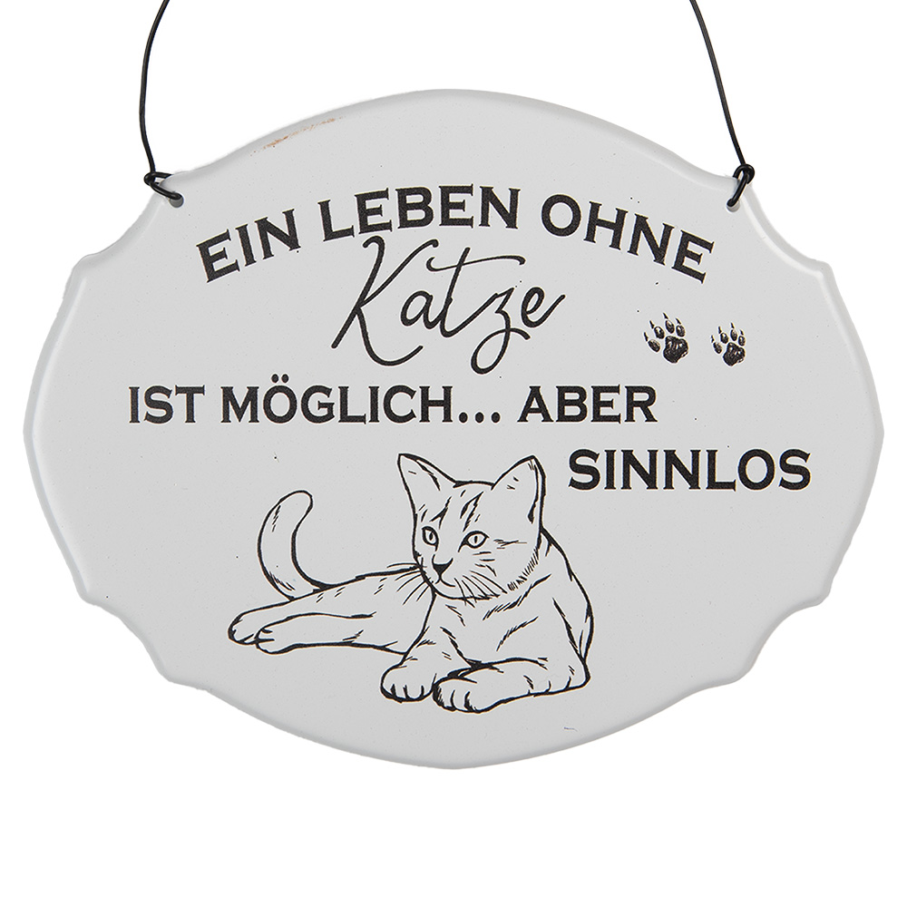 Clayre & Eef | Tekstbord Wit Zwart 18x1x15 cm | 6Y5685