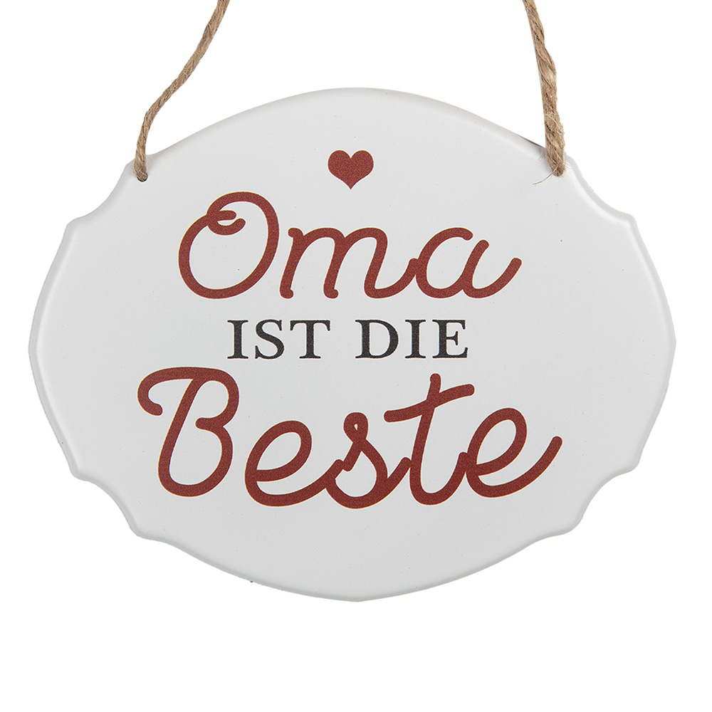 Clayre & Eef | Tekstbord Wit Rot 18x1x15 cm | 6Y5686
