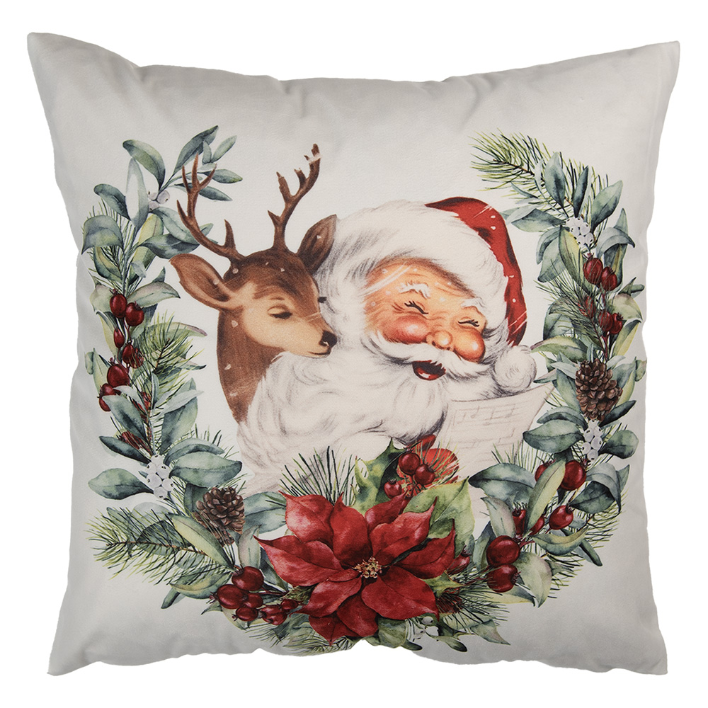 Clayre & Eef | Kussenhoes Wit Rood 45x45 cm | KT021.420