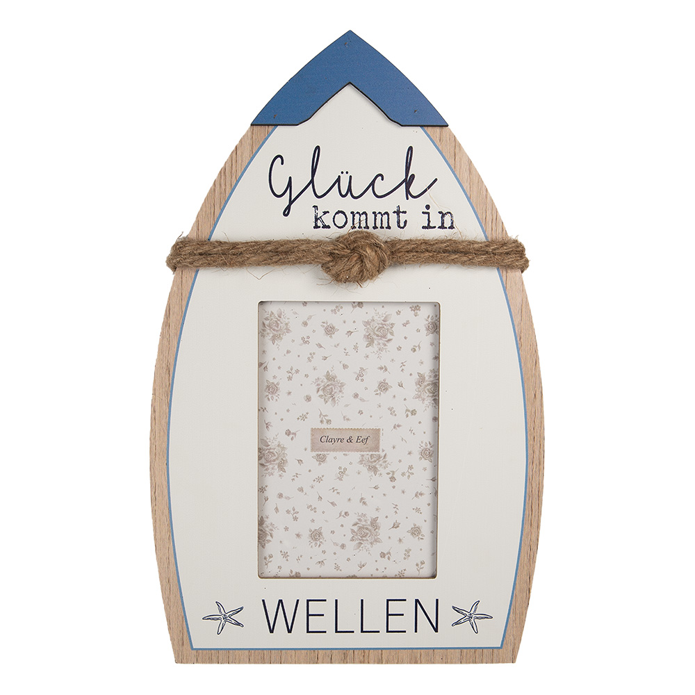 Clayre & Eef | Fotolijst Wit Blauw 20x2x32 cm / 10x15 cm | 2F1225