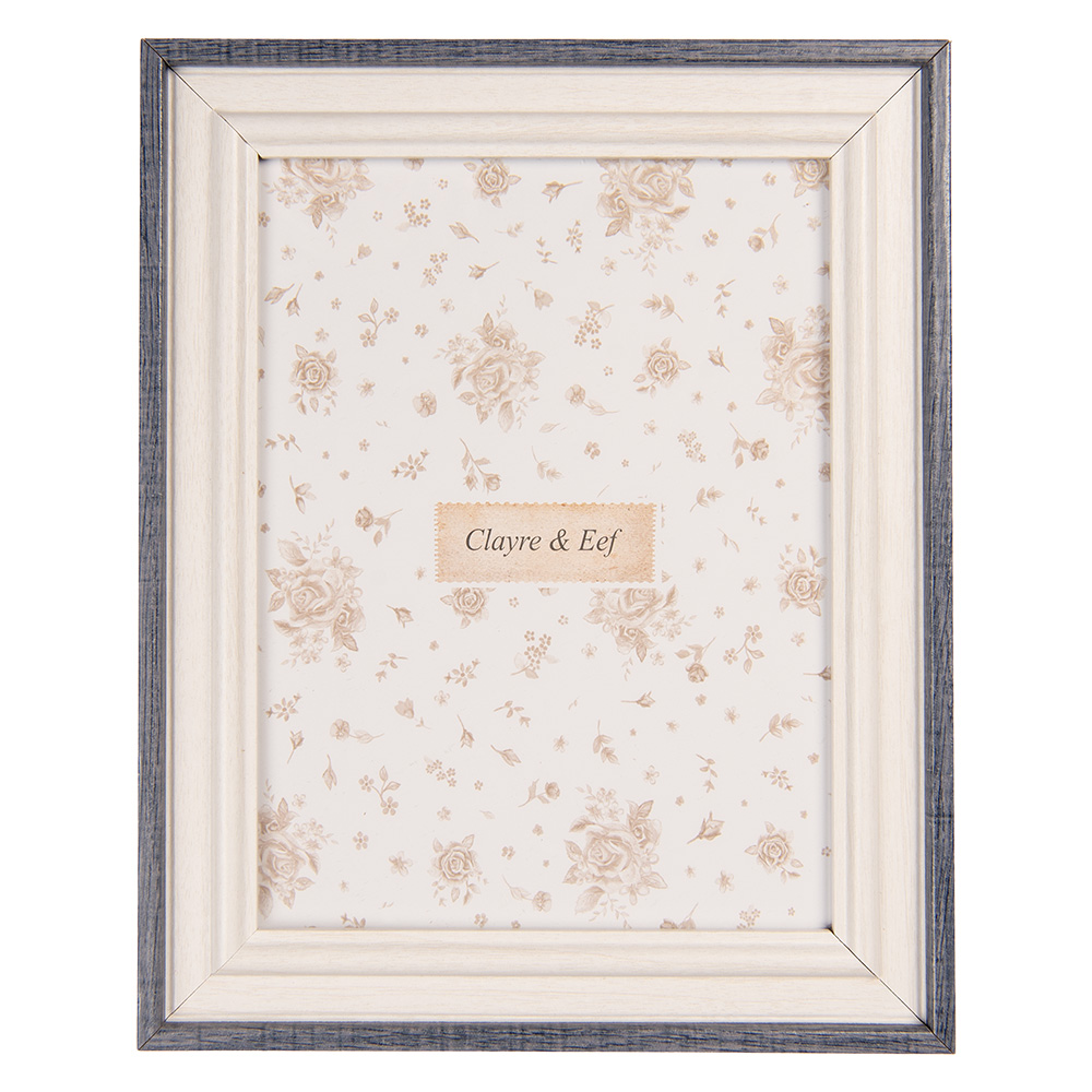 Clayre & Eef | Fotolijst Wit Blauw 14x2x19 cm / 10x15 cm | 2F1226S