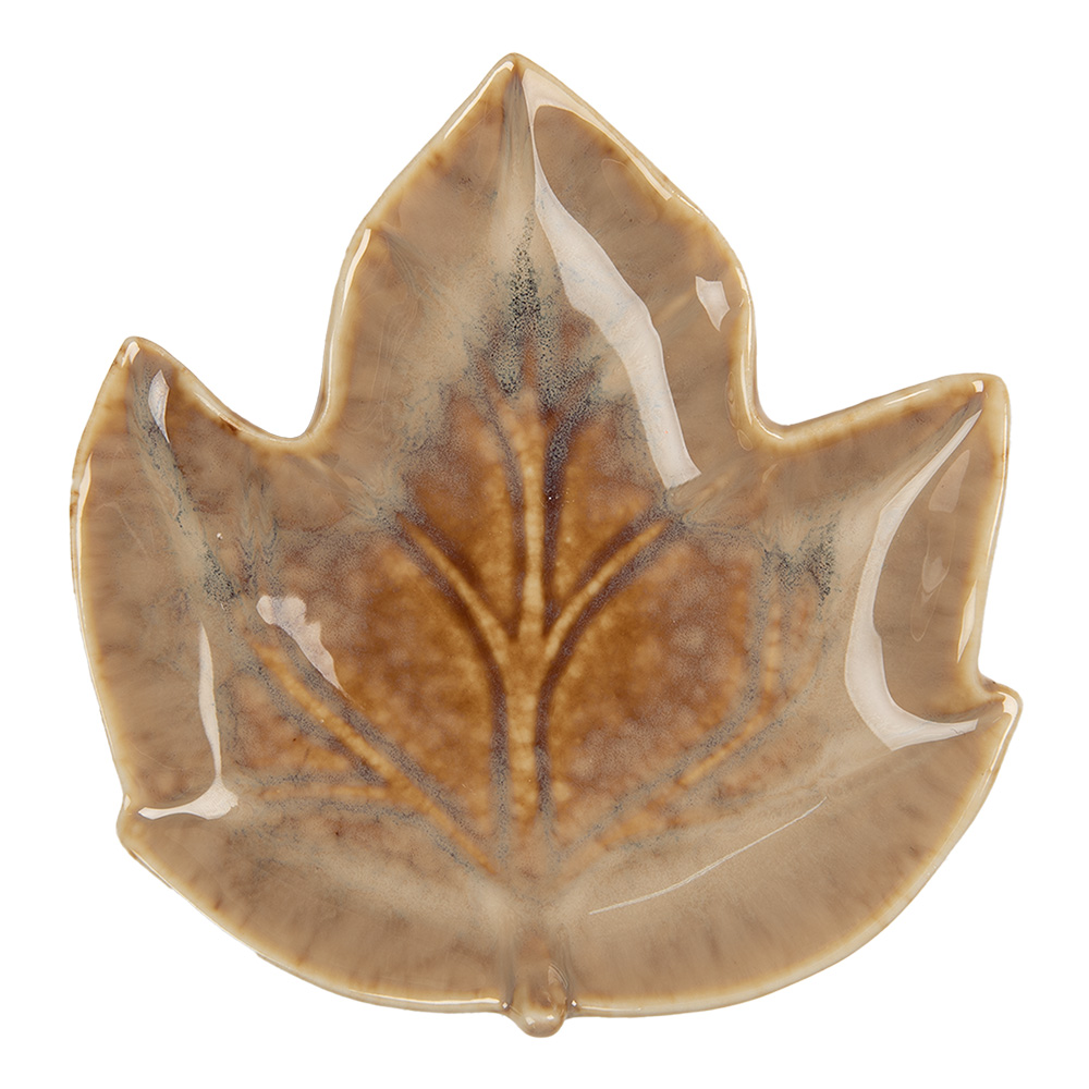 Clayre & Eef | Schaaltje Blad Bruin 14x13x2 cm | 6CE2150