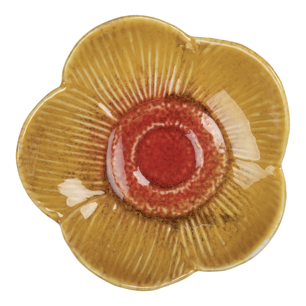 Clayre & Eef | Schaaltje Bloem Geel Rood ø 14x3 cm | 6CE2156