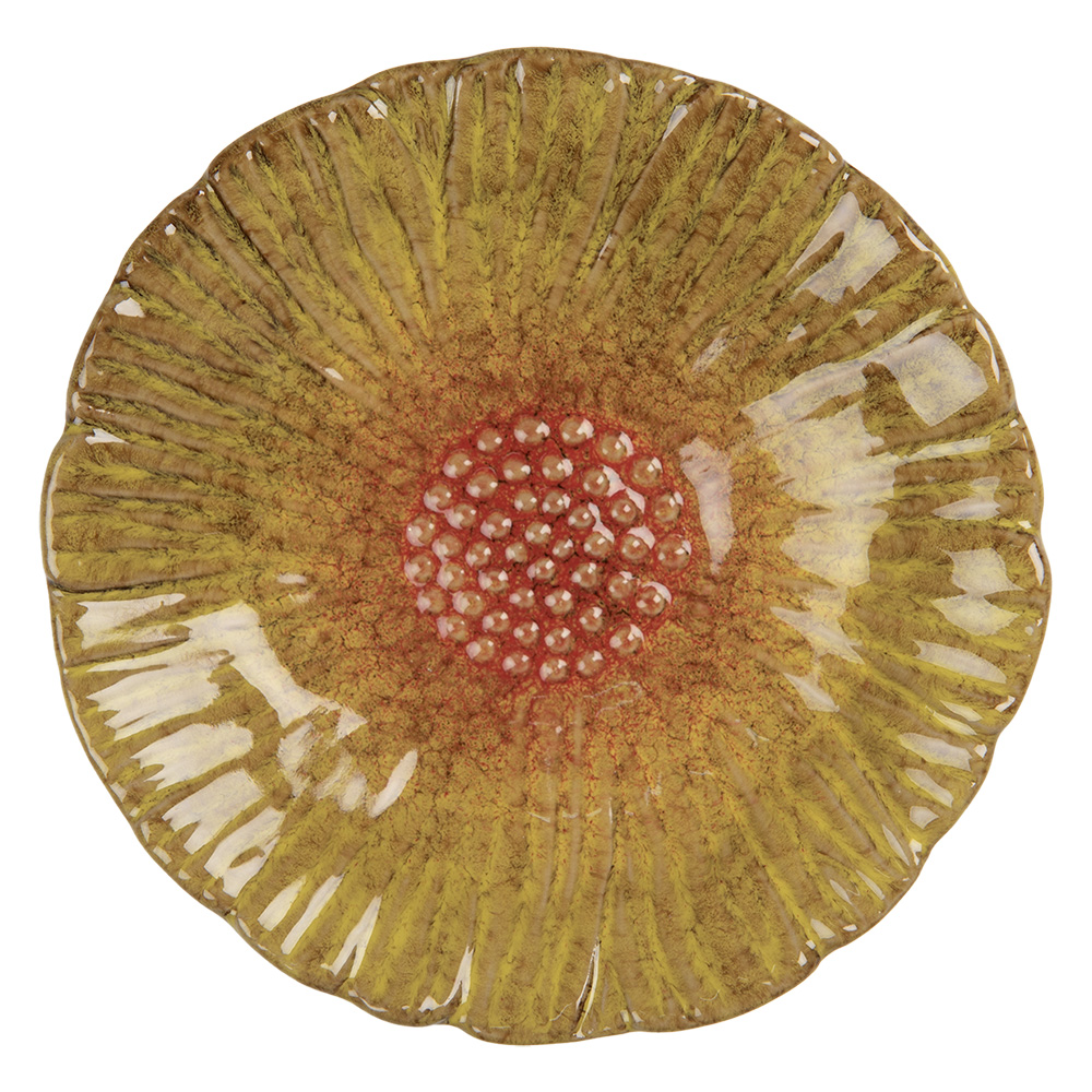 Clayre & Eef | Schaaltje Bloem Geel Oranje ø 14x3 cm | 6CE2161