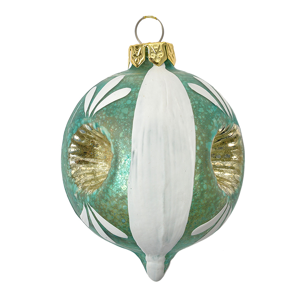 Clayre & Eef | Kerstbal Blauw Wit ø 5x7 cm | 6GL4707