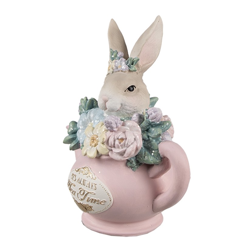 Clayre & Eef | Beeld Konijn 12x8x14 cm Beige Roze Kunststof |  6PR5170