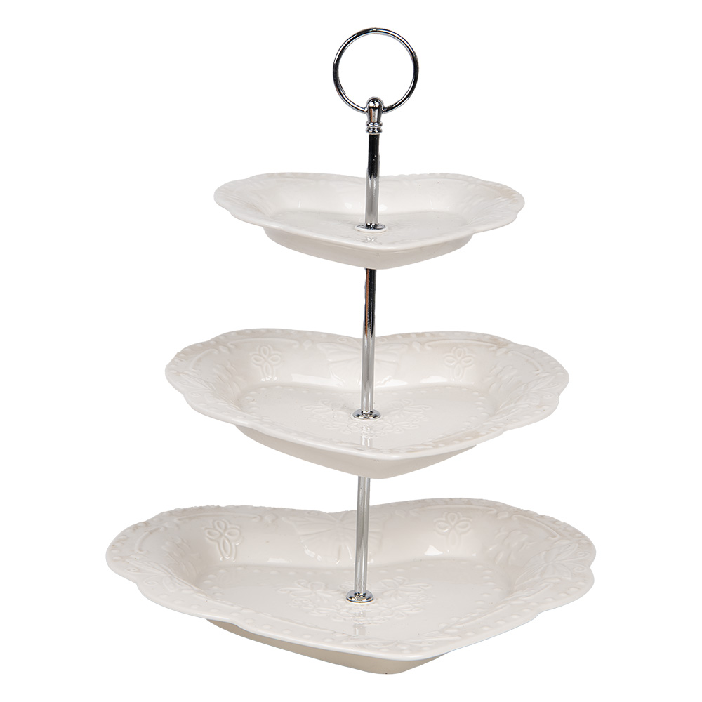 Clayre & Eef | Etagère 2 laags Wit ø 26x31 cm | 6CE2048