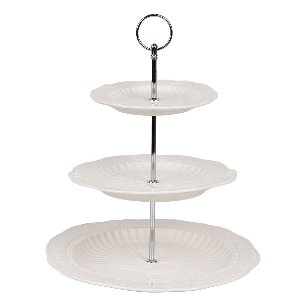 Clayre & Eef | Etagère 2 laags Wit ø 26x31 cm | 6CE2049