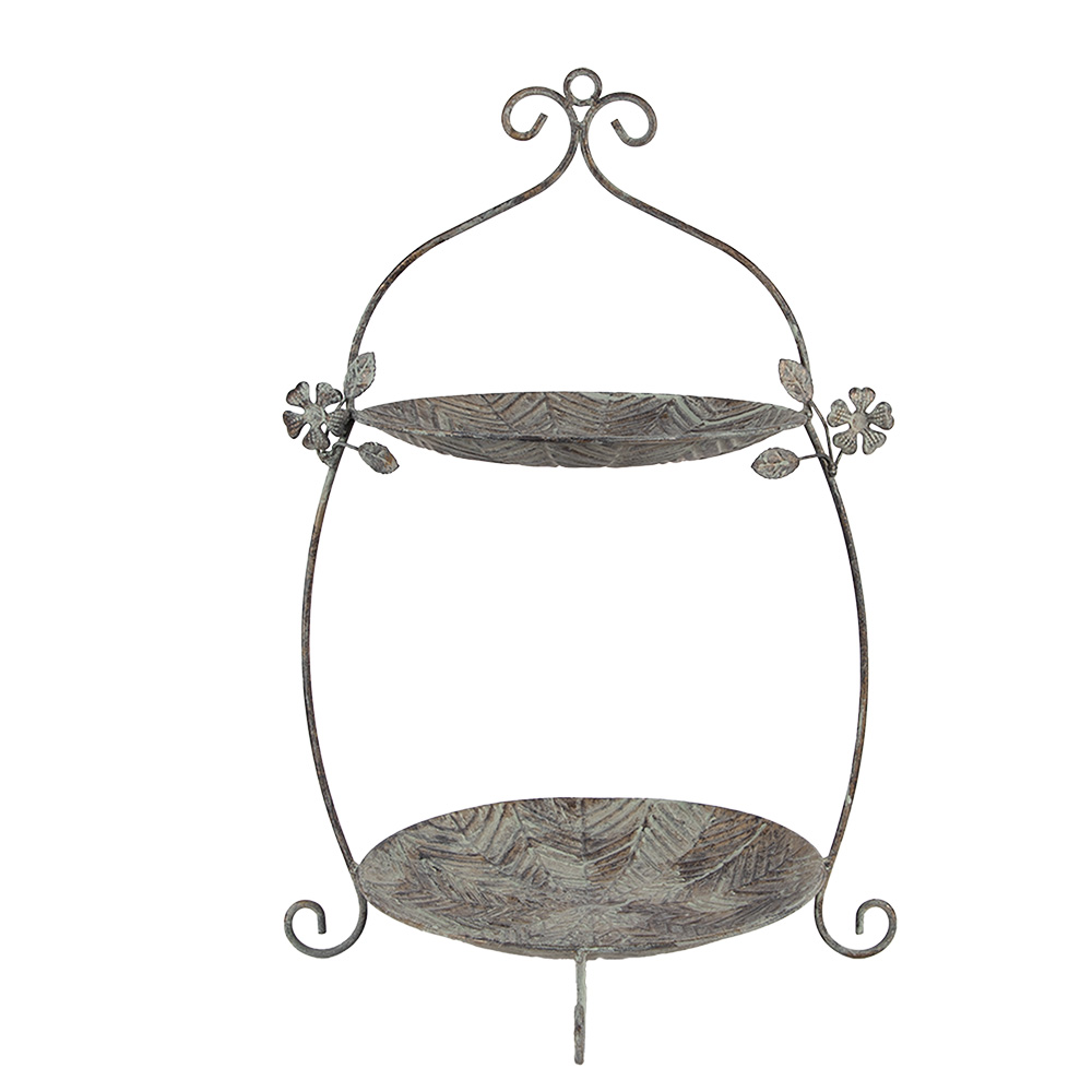 Clayre & Eef | Etagère 2 laags Groen Bruin 34x32x50 cm | 6Y5657