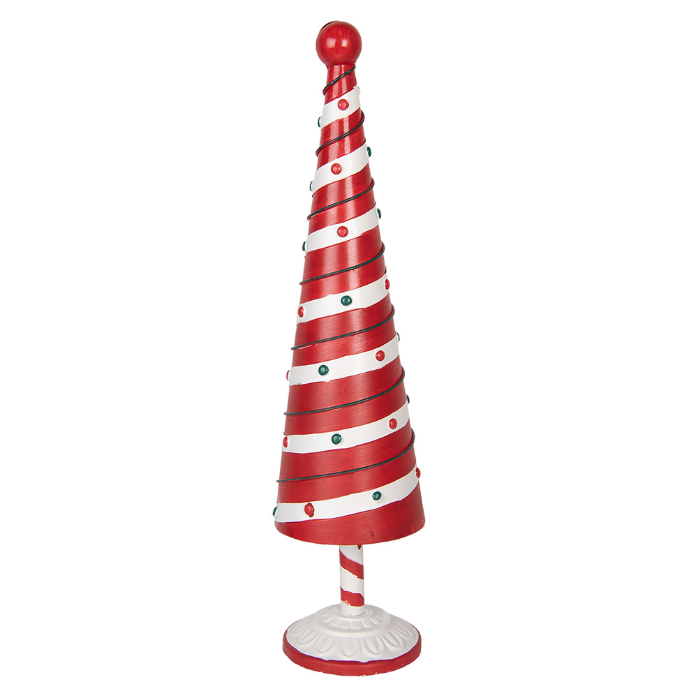Clayre & Eef | Kerstdecoratie Kerstboom Rood Wit ø 13x49 cm | 6Y5735
