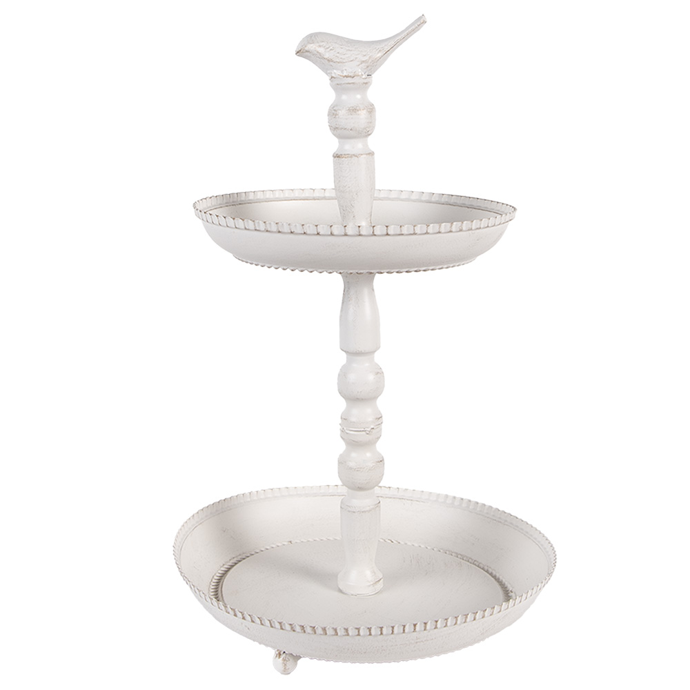 Clayre & Eef | Etagère 2 laags Wit ø 27x41 cm | 6Y5738