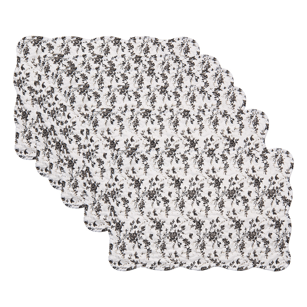 Clayre & Eef | Placemats Set van 6 Wit Bruin 48x32 cm | Q205.040