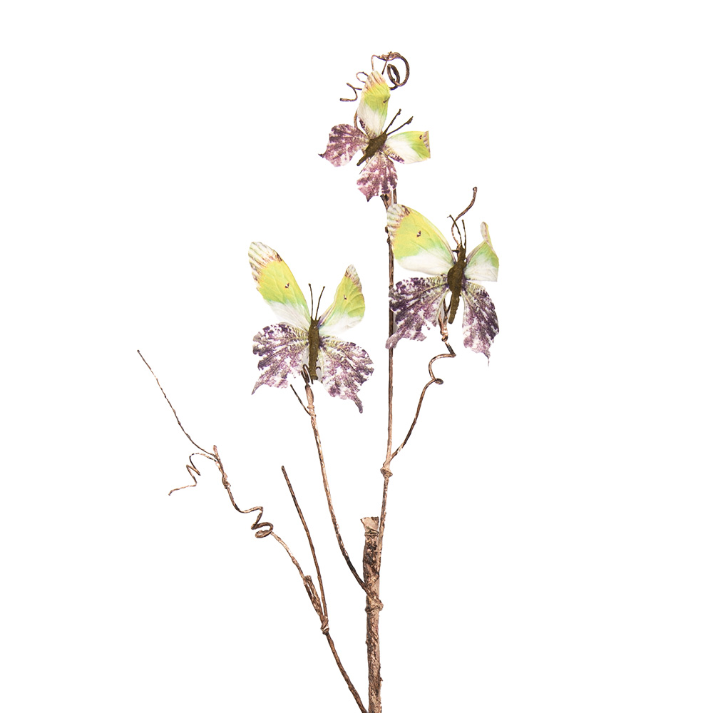 Clayre & Eef | Decoratie Tak met vlinders Groen 14x5x85 cm | 50806