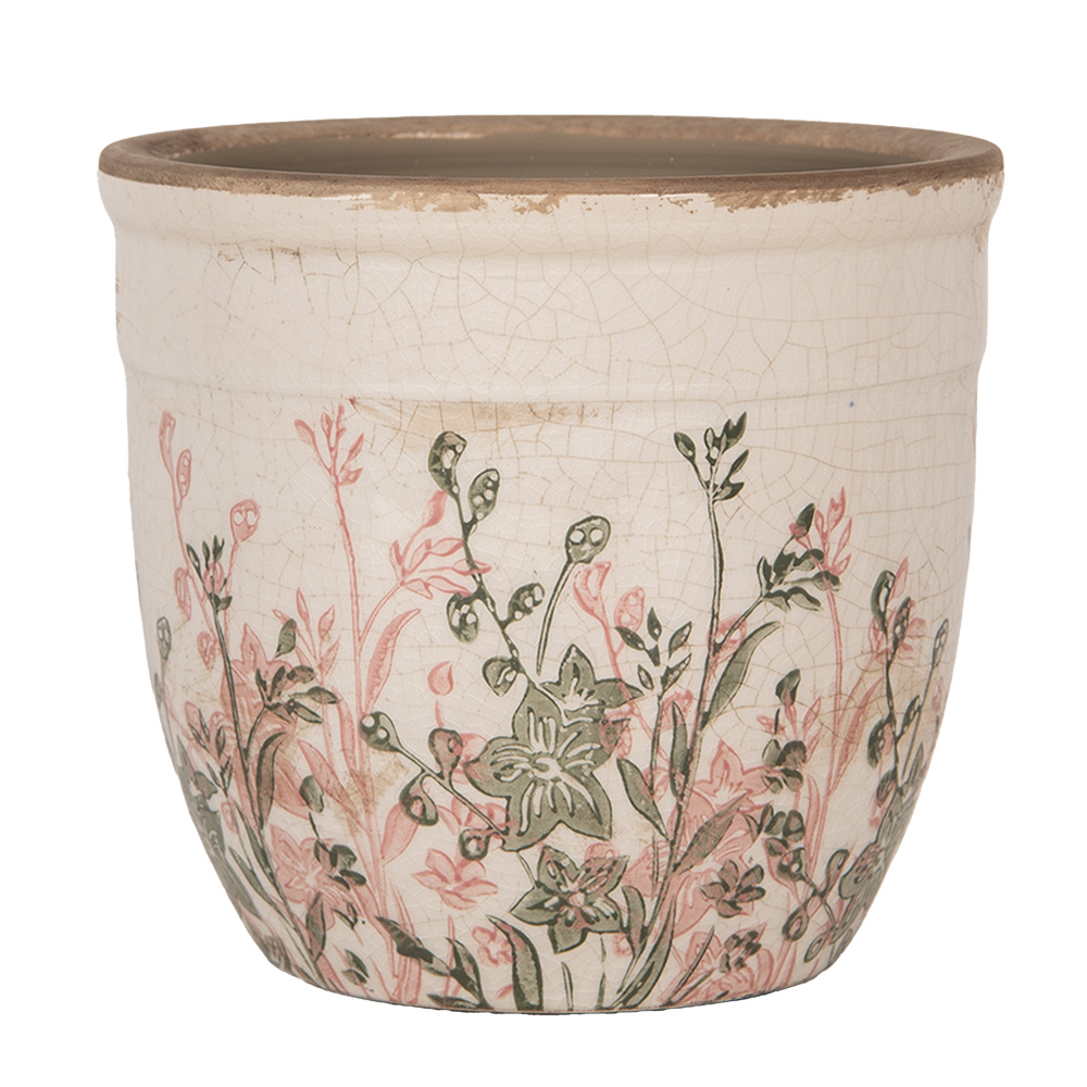 Clayre & Eef | Bloempot Binnen Beige Roze ø 13x11 cm | 6CE1974S